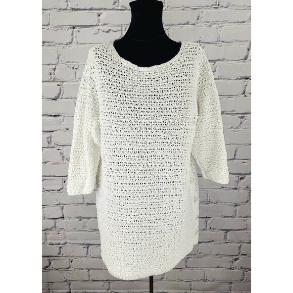 J Jill Sweater Womens L Open Knit minimalist beachy coastal Boho Prairie cottage - Picture 2 of 9